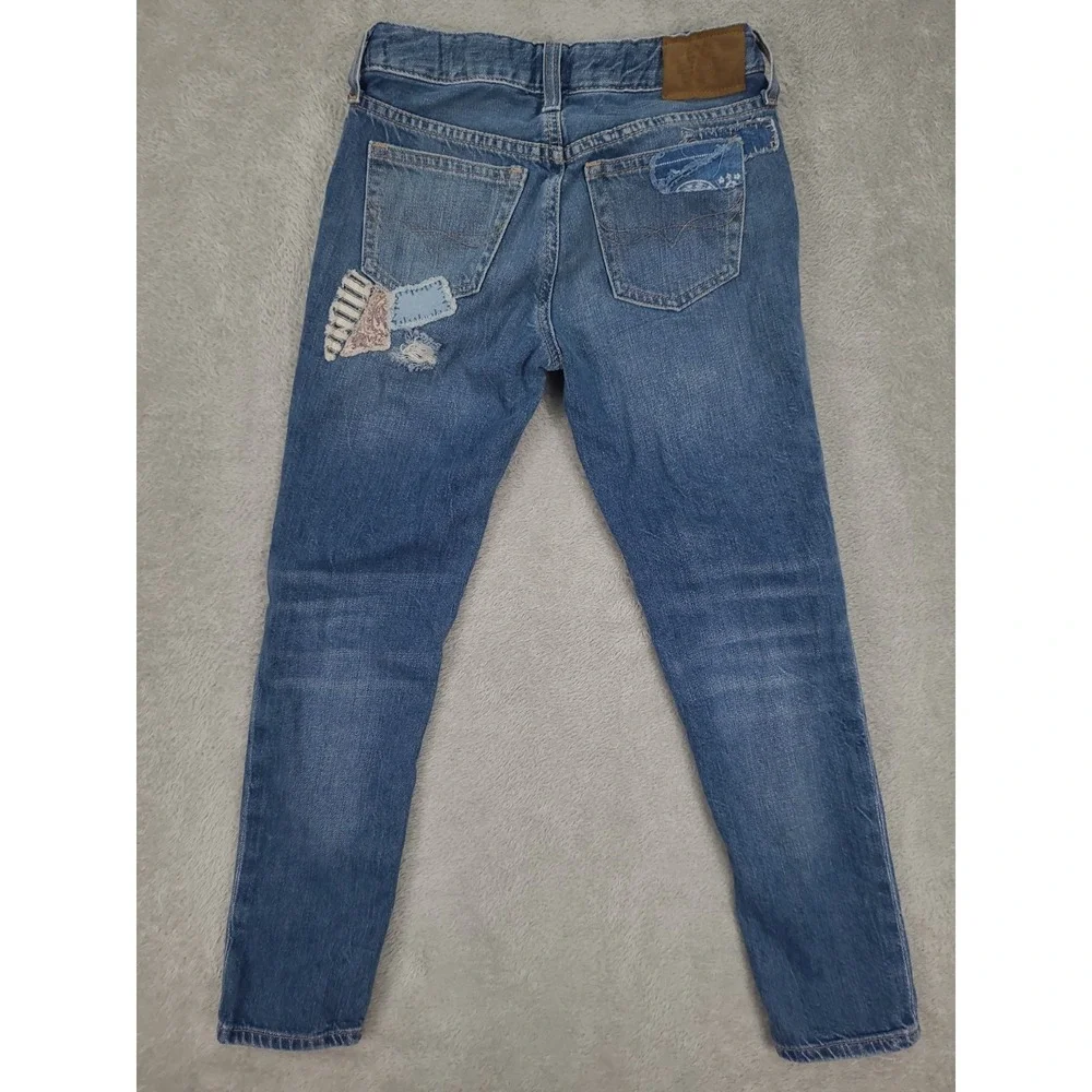 Polo Ralph Lauren Girls The Astor Slim Boyfriend Patchwork Denim Jeans - Size 7‎
